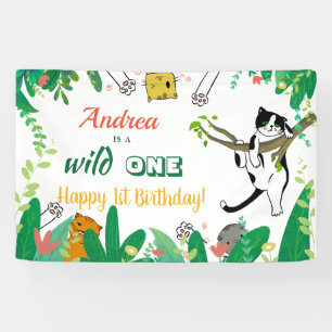 Banderoles Wild One Kitty Chat Kitten 1er Invitation annivers