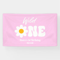 Wild One Rose White Daisy Retro 1er Anniversaire