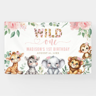 Banderoles Wild One Safari Animal Blush Floral 1er anniversai