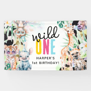 Banderoles Wild One Safari Animaux 1er anniversaire