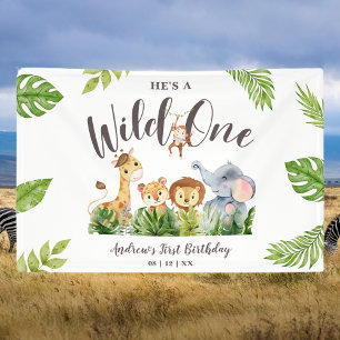 Banderoles Wild One Safari Animaux Anniversaire de enfant