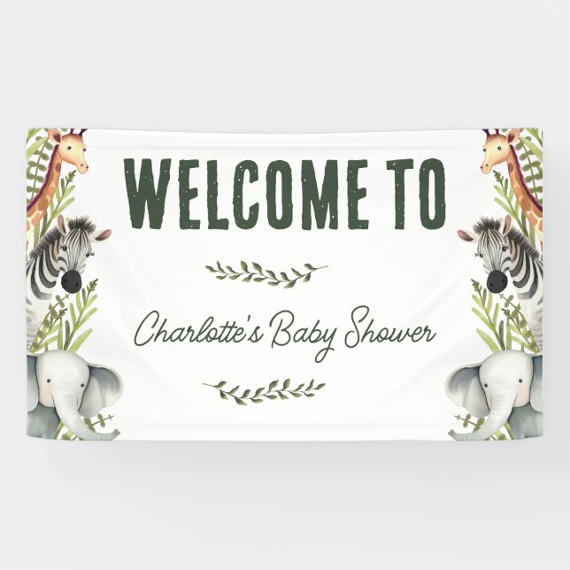 Banderoles Wild One Safari Animaux Baby shower Bienvenue (Horizontal)