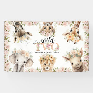 Banderoles Wild ONE Safari Jungle Animaux 2e Anniversaire