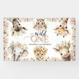 Banderoles Wild ONE Safari Jungle Animaux Fête d'anniversaire