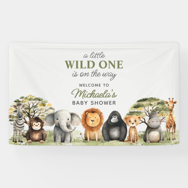 Banderoles Wild One Sur Le Chemin Bébé mignon Baby shower Ani (Horizontal)