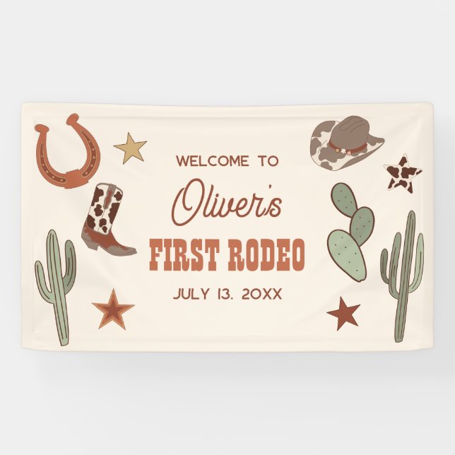 Banderoles Wild West First Rodeo Birthday Welcome Banner (Horizontal)