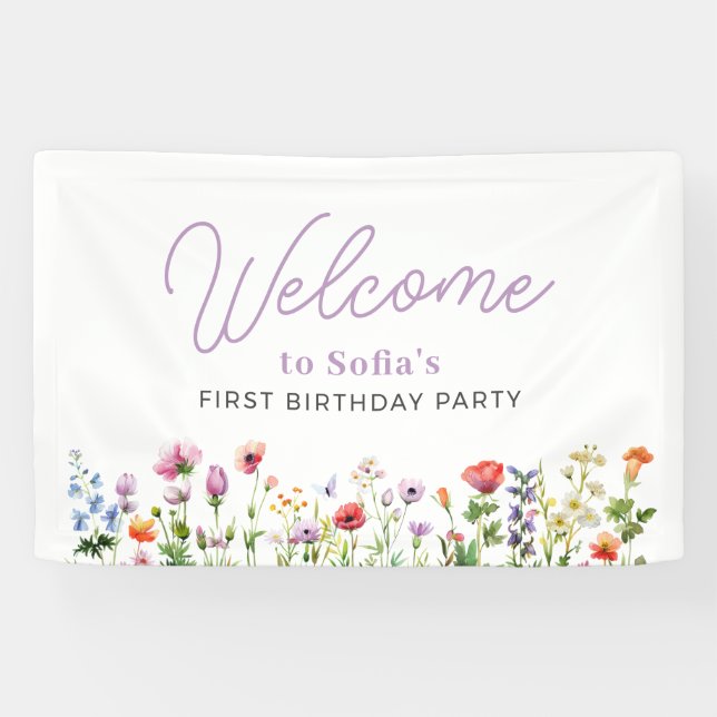 Banderoles Wildflower Floral 1st Birthday Welcome (Horizontal)