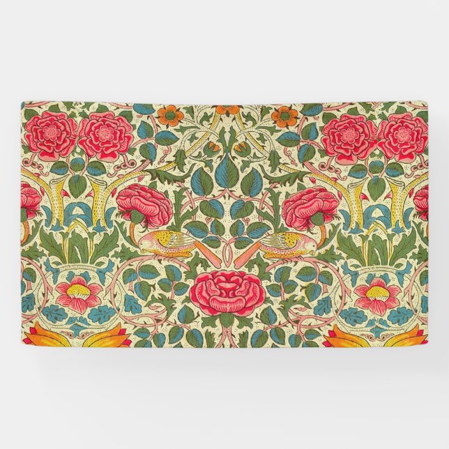 Banderoles William Morris Rose Floral Chintz rose (Horizontal)