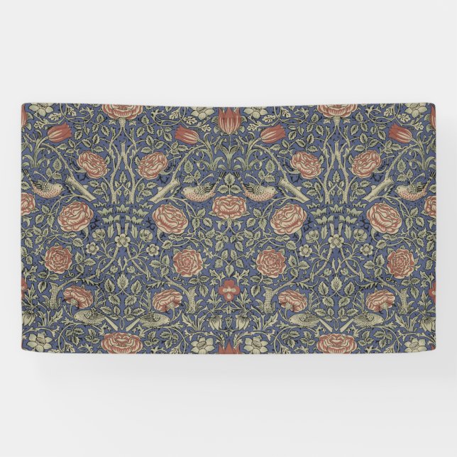 Banderoles William Morris Tudor Fond d'écran Rose (Horizontal)
