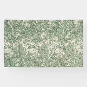 Banderoles William Morris tulip fond textile vert