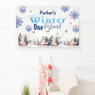 Banderoles Winter Wonderland Blue Watercolor