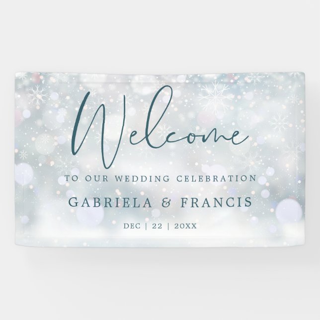 Banderoles Winter Wonderland Mariage de neige Bienvenue (Horizontal)