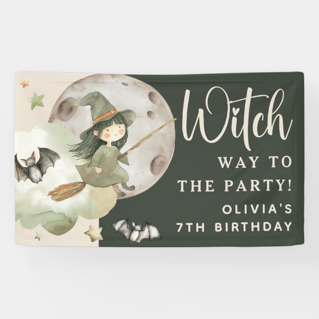 Banderoles Witch Way to the Party' Kids Halloween Birthday (Horizontal)