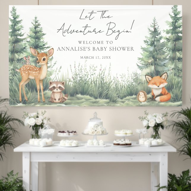 Banderoles Woodland Forest Animals Adventure Baby Shower (Woodland Forest Animals Adventure Baby Shower Banner )