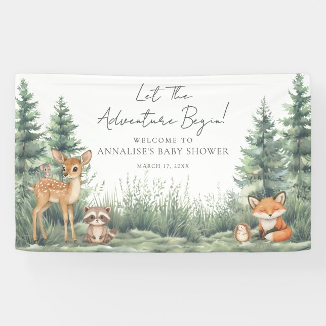 Banderoles Woodland Forest Animals Adventure Baby Shower (Horizontal)