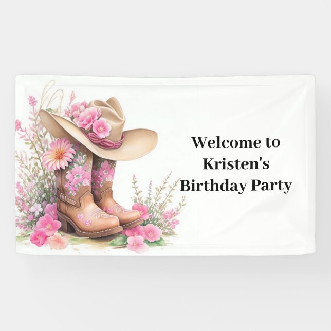 Banderoles Yeehaw Wild West Cowgirl Anniversaire (Horizontal)