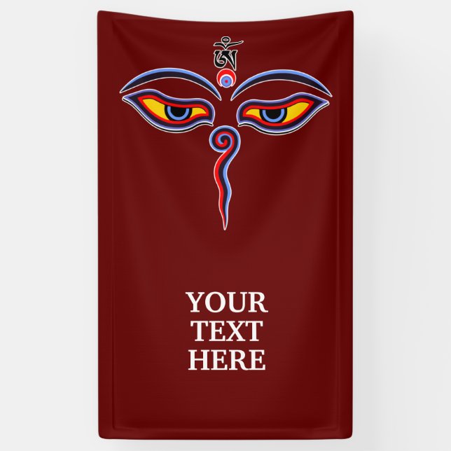 Banderoles Yeux de sagesse de Bouddha - Les yeux du temple Bo (Vertical)