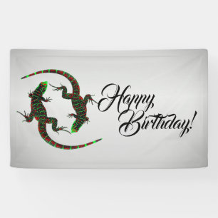 Banderoles Yin Yang Lizards Argent
