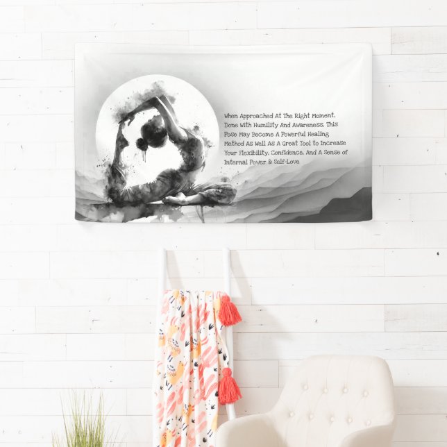 Banderoles Yoga Reiki à une jambe King Pigeon Pose Aquarelle (En situation)