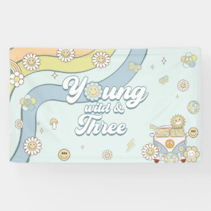 Banderoles Young Wild Three Retro Rainbow 3e anniversaire