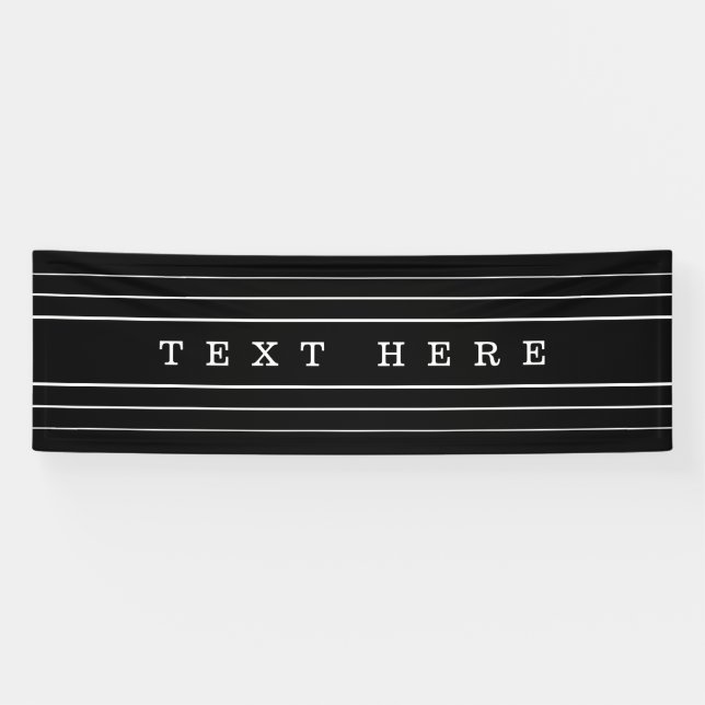 Banderoles Your Custom Text & Modern Stripes | Black & White (Horizontal)
