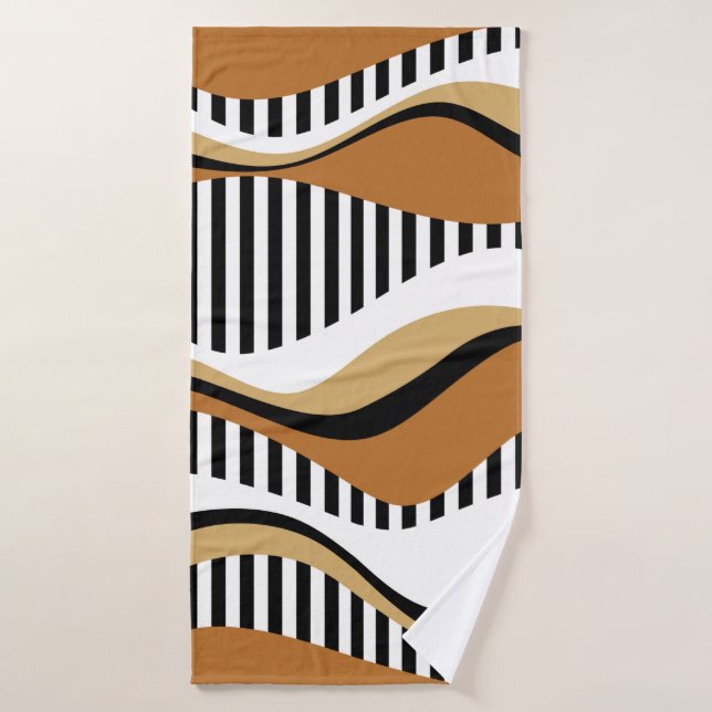 Bandes abstraites sans couture, vague avec amor co (Serviette de bain)