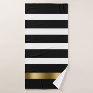 Bandes blanches et noires Accents or motif