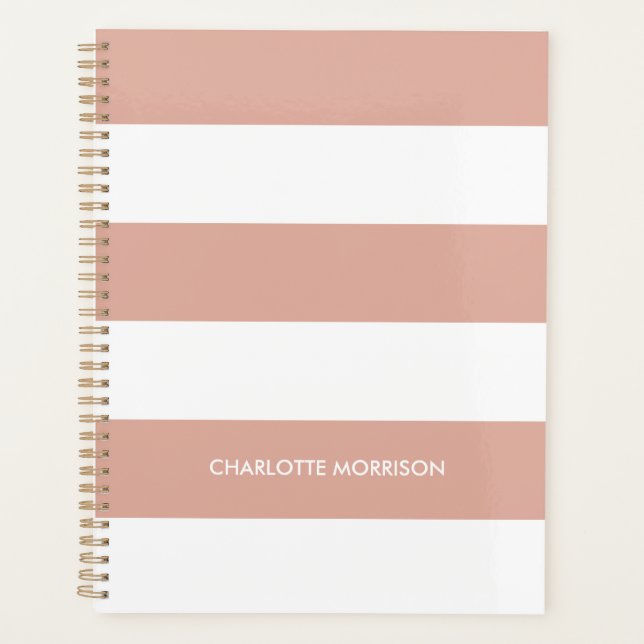 Bandes blanches rose pâle modernes nom personnalis (Devant)