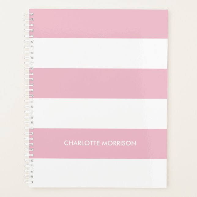 Bandes blanches rose pâle modernes texte du nom pe (Devant)