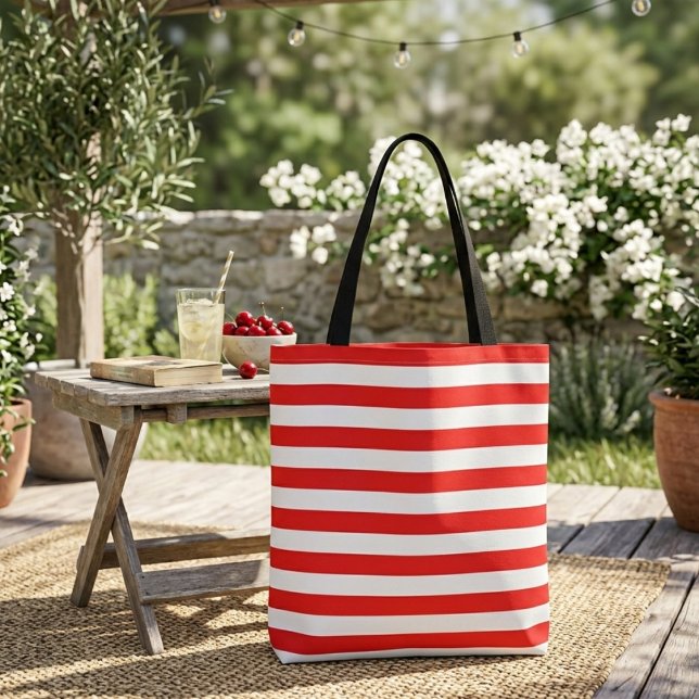 Bandes blanches rouges sac fourre-tout rétro vinta (Créateur téléchargé)