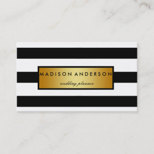 Bandes Chic Noir & Blanc en Carte de visite Or