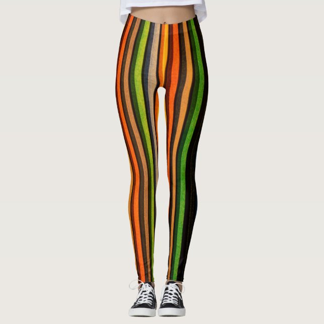 Bandes colorées cool Pop Art Retro Style Leggings (Devant)