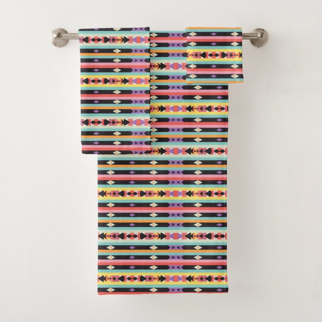 bandes colorées et triangles Motif mélange (En situation)