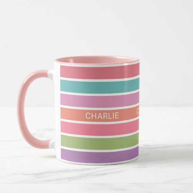 Bandes colorées tasses de nom personnalisé (Gauche)