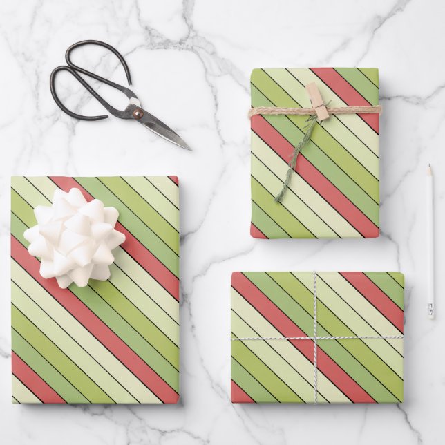 Bandes Couleur Melon Vert Rouge Sur Papier Aquarel (Recto)