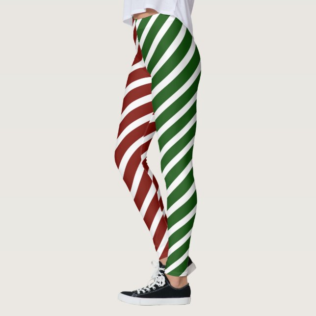 Bandes de bonbons rouges et vertes Leggings (Gauche)