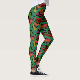 Bandes de couleurs profondes leggings à motifs mul