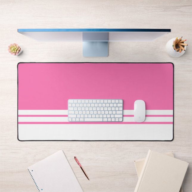 Bandes de course rose vif et blanc chic et amusant (Bureau 1)