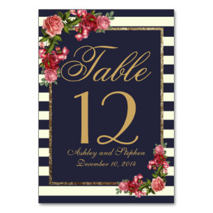 Bandes de la Marine rose et numéros de table d'or