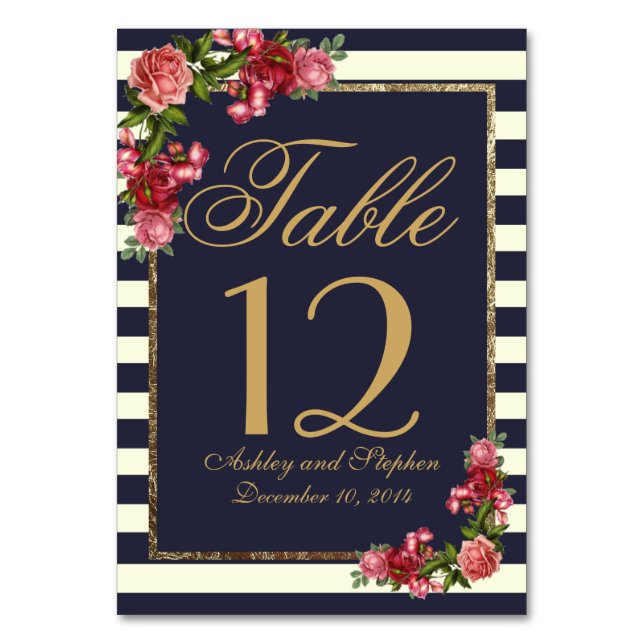 Bandes de la Marine rose et numéros de table d'or (Par défaut)