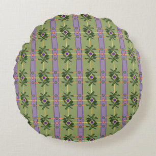 Bandes de lavande pâle avec Coussin rond vert