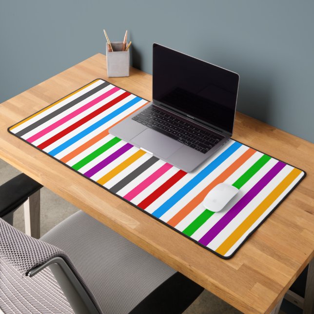 Bandes de lignes arc-en-ciel colorées - Blanc  (Bureau 2)