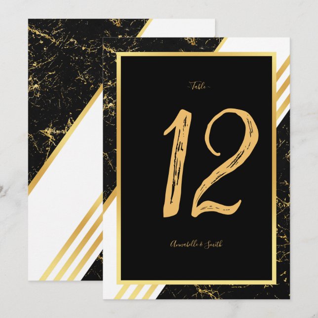 Bandes de marbre d'or typographie numéro de table  (Devant / Derrière)