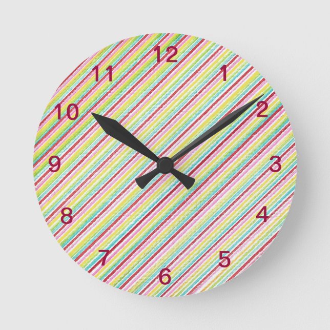 Bandes diagonales Couleur Motif Horloge murale (Recto)