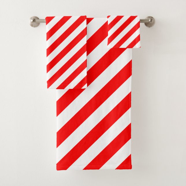 Bandes diagonales rouges et blanches (En situation)