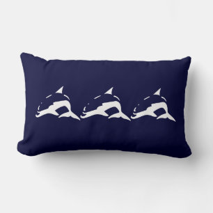 bandes DOLPHIN blanches sur coussin bleu marine