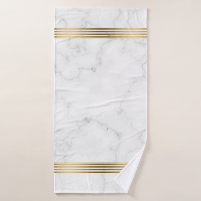 Bandes d'or en faux marbre blanc (Serviette de bain)