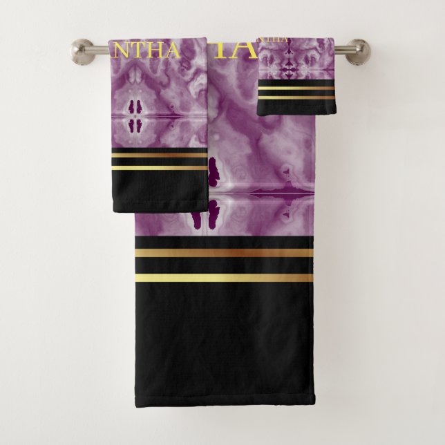 Bandes D'Or Marbre Noir Et Violet Géométrique (En situation)