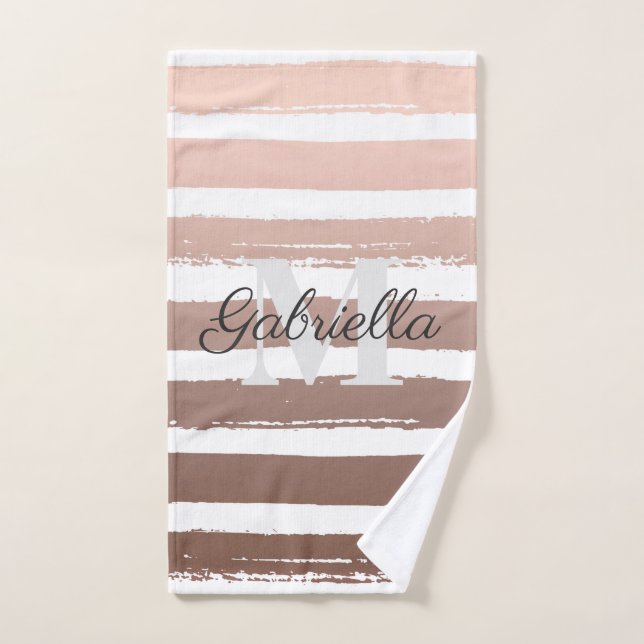 Bandes d'or rose avec Monogramme (Serviette à main)