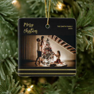 Bandes dorées de Noël Ornement Carré en céramique